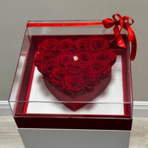 Heart shaped preserved roses