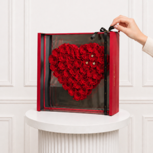 Preserved Red Heart-Shaped Roses